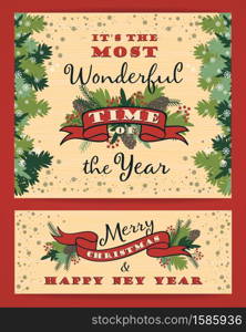 Merry Christmas background with Typography. Vector illustration. Design elements for posters, flyers, graphics module.. Merry Christmas background with Typography.