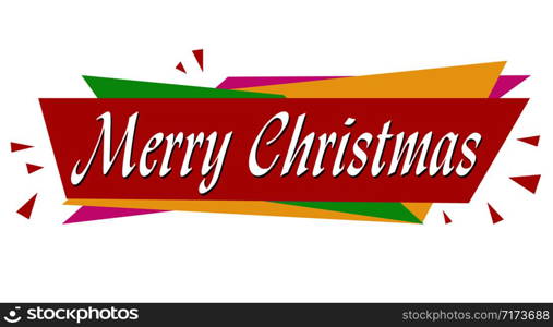 Merry Christmas banner design on white background, vector illustration