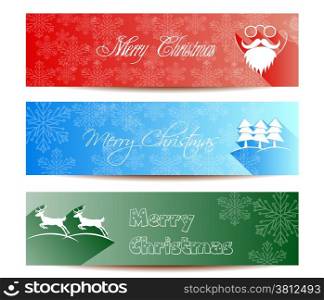 Merry Christmas banners set design, vector illustration