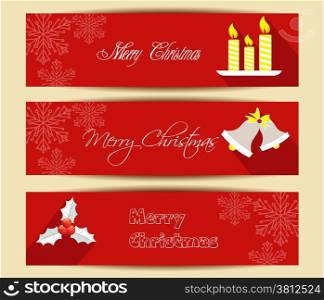 Merry Christmas banners set design, vector illustration
