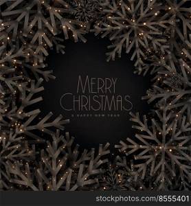 merry christmas black snowflakes festival card design