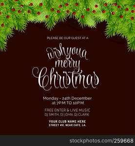 Merry Christmas Bokeh Background INvitation Card template