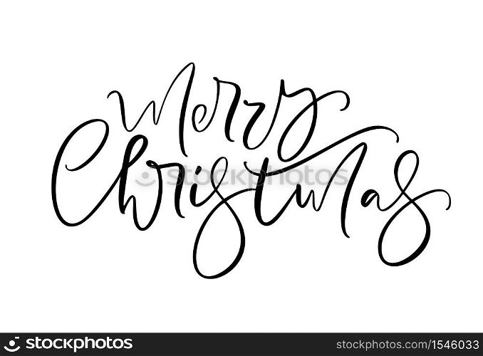 Merry Christmas calligraphic hand drawn lettering text. Vector illustration Xmas calligraphy on white background. Isolated element for banner postcard, poster design greeting card.. Merry Christmas calligraphic hand drawn lettering text. Vector illustration Xmas calligraphy on white background. Isolated element for banner postcard, poster design greeting card