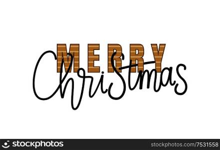 Merry Christmas calligraphy doodles vector isolated. Xmas greeting lettering, hand drawn New Year celebration regards template, flat style typography. Merry Christmas Calligraphy Doodle Vector Isolated