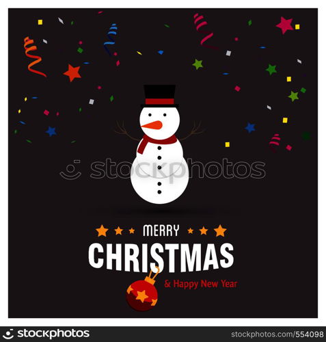 Merry Christmas card design with creative typography and dark background vector