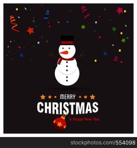 Merry Christmas card design with creative typography and dark background vector