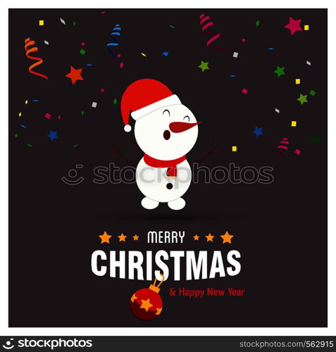 Merry Christmas card design with creative typography and dark background vector