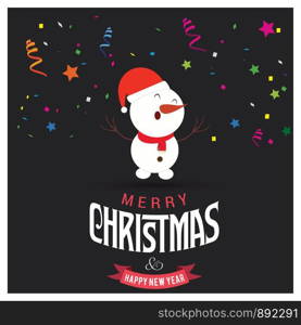 Merry Christmas card design with creative typography and dark background vector