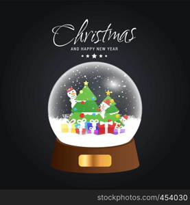 Merry Christmas card with creative design and dark background vector
