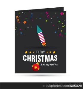 Merry Christmas card with dark background with creative design and typography vector