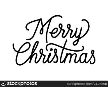 Merry Christmas creative lettering with star. Holiday inscription. Handwritten text, calligraphy. Can be used for greeting cards, posters, leaflets
