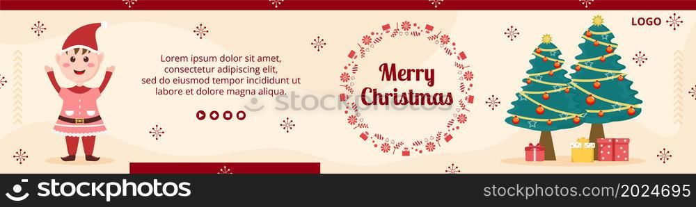 Merry Christmas Day Brochure Template Flat Design Illustration Editable of Square Background Suitable for Social media, Card, Greetings and Web Internet Ads