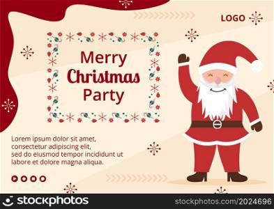 Merry Christmas Day Brochure Template Flat Design Illustration Editable of Square Background Suitable for Social media, Card, Greetings and Web Internet Ads