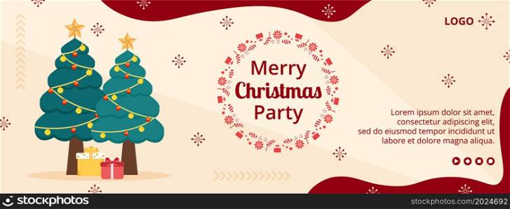 Merry Christmas Day Cover Template Flat Design Illustration Editable of Square Background Suitable for Social media, Card, Greetings and Web Internet Ads