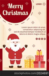 Merry Christmas Day Flyer Template Flat Design Illustration Editable of Square Background Suitable for Social media, Card, Greetings and Web Internet Ads