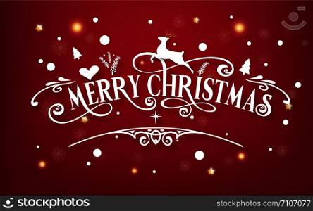 Merry Christmas day. Happy new year and Xmas festival end year party message text calligraphy decoration greeting card abstract wallpaper background. Holiday digital craft paper graphic design vector