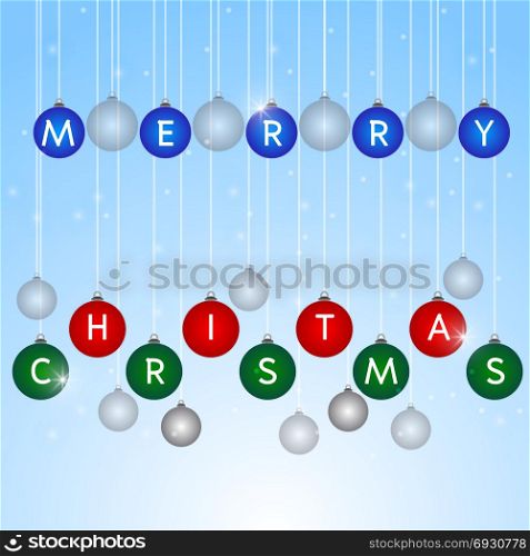 Merry christmas decorated ball on blue background, stock vector