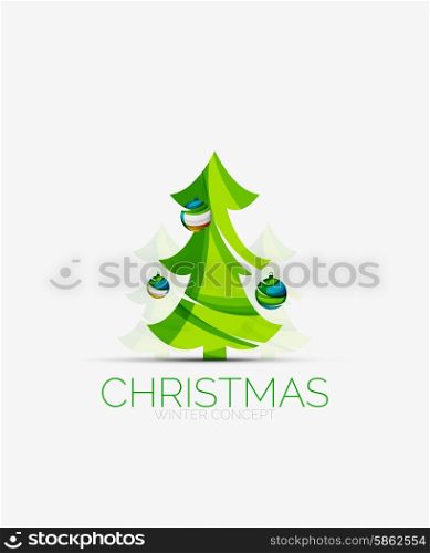 Merry Christmas decorated tree with glossy balls. Merry Christmas decorated tree with glossy balls. Modern geometric design concept of the holiday