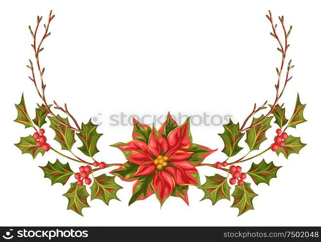 Merry Christmas decoration design. Holiday illustration in vintage style.. Merry Christmas decoration design.
