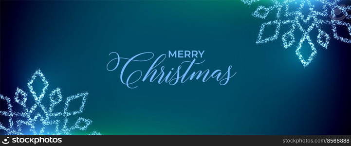 merry christmas festival banner with sparkling snowflakes