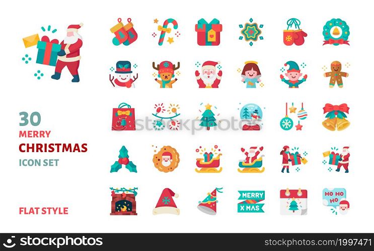 Merry christmas flat icon vector illustration for celebration and decoration