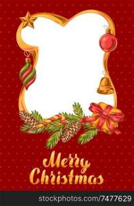 Merry Christmas frame design. Holiday decorations in vintage style.. Merry Christmas frame design.