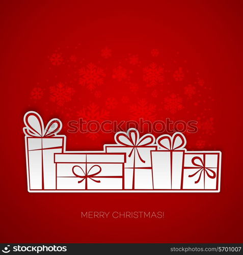 Merry Christmas gift card. Paper design. Vector illustration. EPS 10