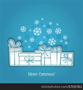 Merry Christmas gift card. Paper design. Vector illustration. EPS 10