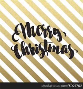 Merry Christmas glittering lettering design . Merry Christmas lettering design on geometric background. Vector illustration