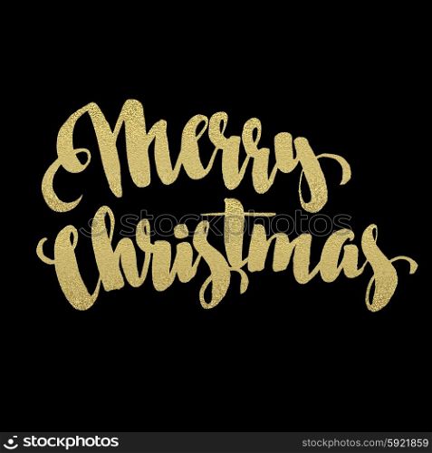 Merry Christmas gold glittering lettering design . Merry Christmas gold glittering lettering design. Vector illustration