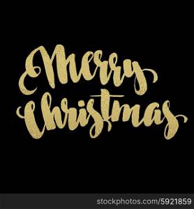 Merry Christmas gold glittering lettering design . Merry Christmas gold glittering lettering design. Vector illustration