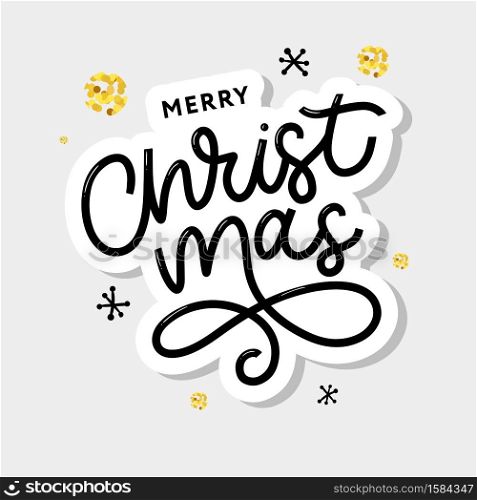 Merry Christmas gold glittering lettering design. Vector illustration. Merry Christmas gold glittering lettering design. Vector illustration EPS 10