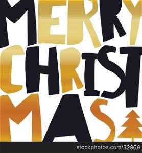 Merry Christmas Gold Greeting Card. On white background