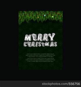 Merry Christmas Green Leaves Snowflake background. Vector EPS10 Abstract Template background