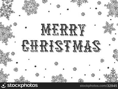Merry Christmas Greeting. Black and white