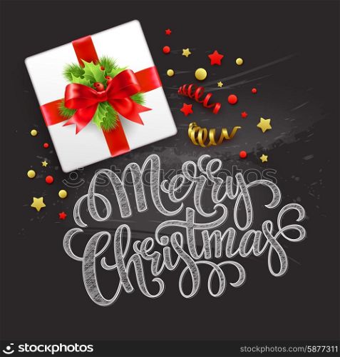 Merry Christmas greeting card. Christmas gift box. Vector illustration.. Merry Christmas greeting card. Christmas gift box. Vector illustration EPS 10