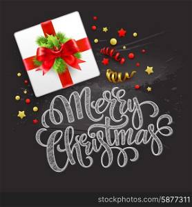Merry Christmas greeting card. Christmas gift box. Vector illustration.. Merry Christmas greeting card. Christmas gift box. Vector illustration EPS 10