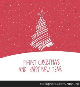 Merry Christmas Greeting Card Hand Drawn Simple