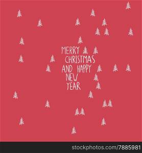 Merry Christmas Greeting Card Hand Drawn Simple