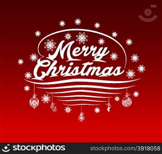 Merry Christmas Greeting Card, lettering