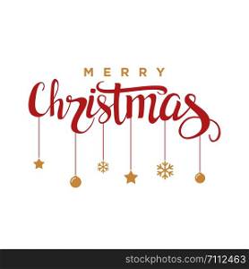 Merry Christmas Greeting Card Lettering Vector Template Illustration Design. Vector EPS 10.