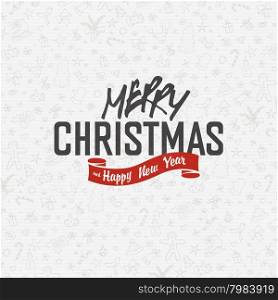 Merry Christmas Greeting Card on White Xmas Hand Drawn Background