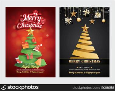 Merry christmas greeting card template. Happy holiday greeting banner and card template.