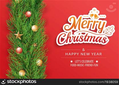 Merry christmas greeting card template. Happy holiday greeting banner and card template.