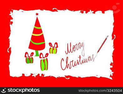 Merry Christmas greeting card template, vector illustration