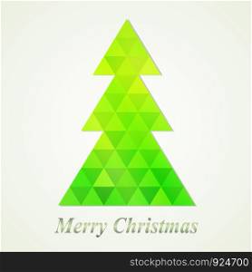 Merry Christmas Greeting Card with Green Abstract Christmas Tree, stock vector illustration