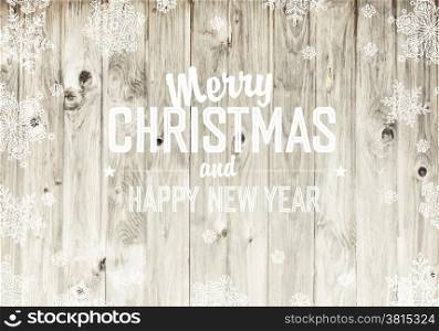 Merry Christmas Greeting On Wooden Fence Texture