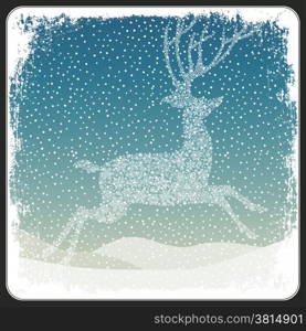 Merry Christmas Greeting Retro Card. Vector