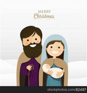 Merry Christmas greeting with Holy family
