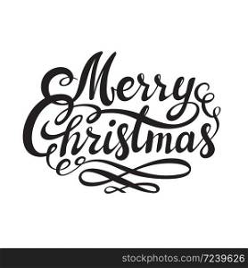 Merry Christmas hand drawn lettering isolated on white background. Vector illustration.. Merry Christmas hand drawn lettering isolated on white background.